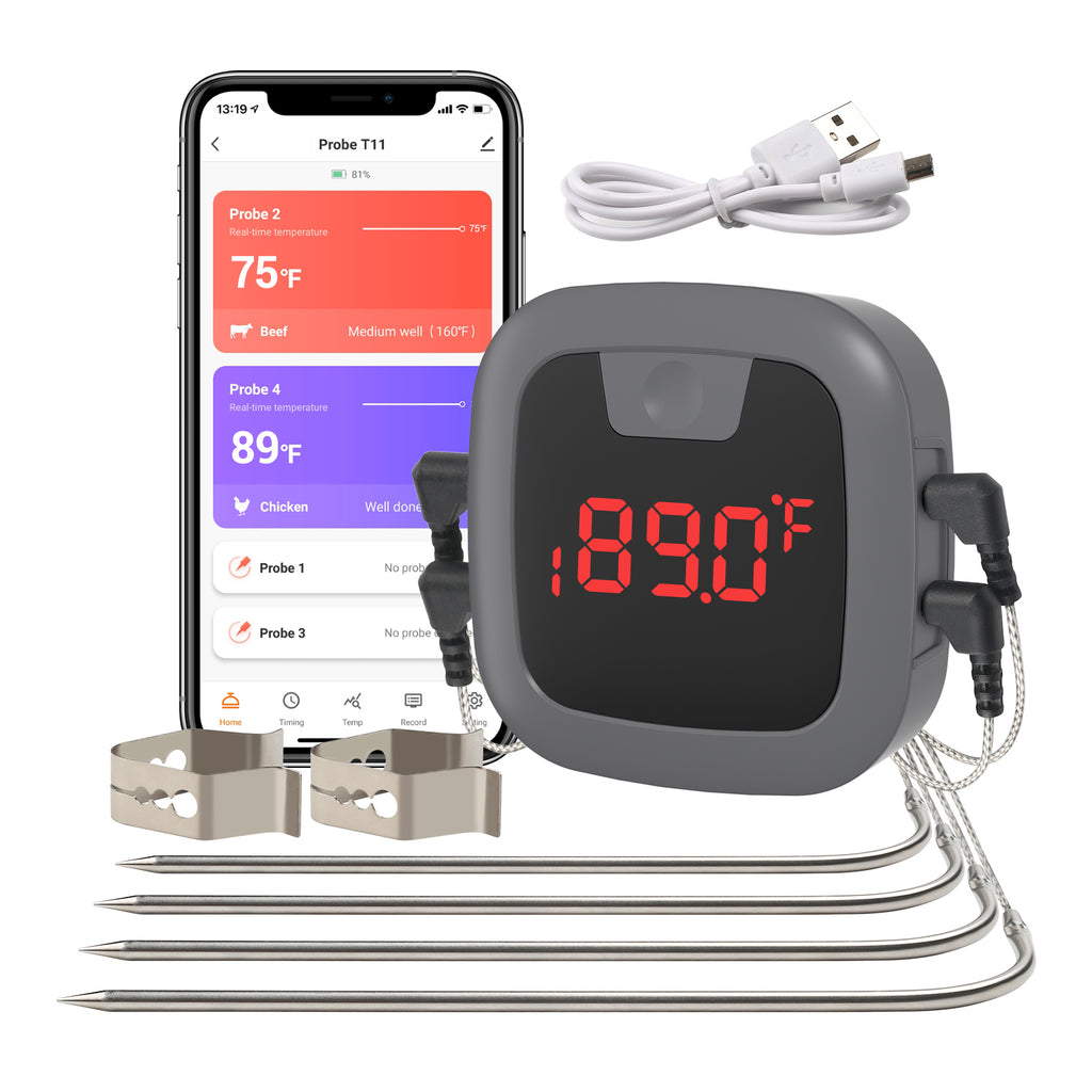 Smart Meat Thermometer Meat Thermometer With Bluetooth Wireless Range 30M  For The Oven, Grill, Kitchen, BBQ