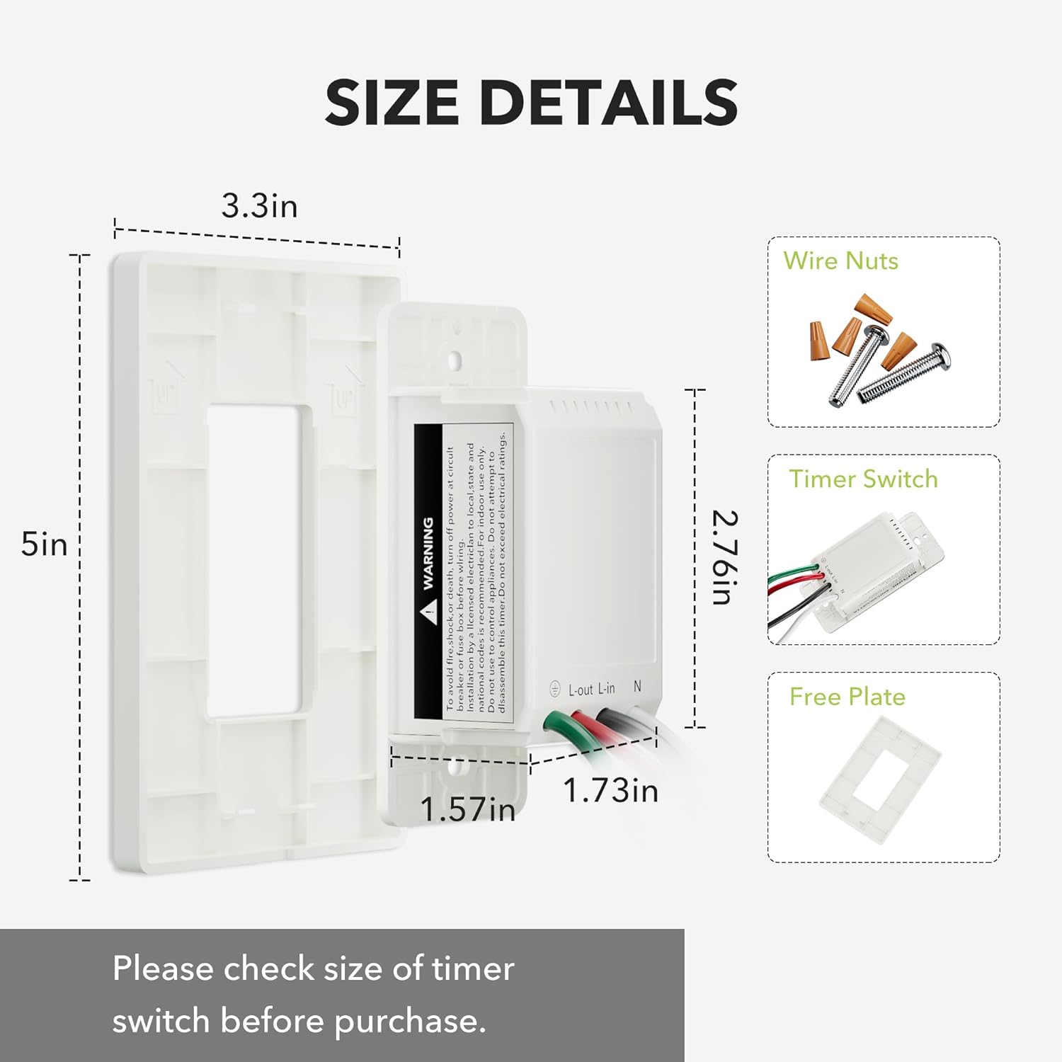 In-Wall Countdown Timer Switch with Push Button 1-5-10-20-30-60mins Neutral Wire Required Bn-link