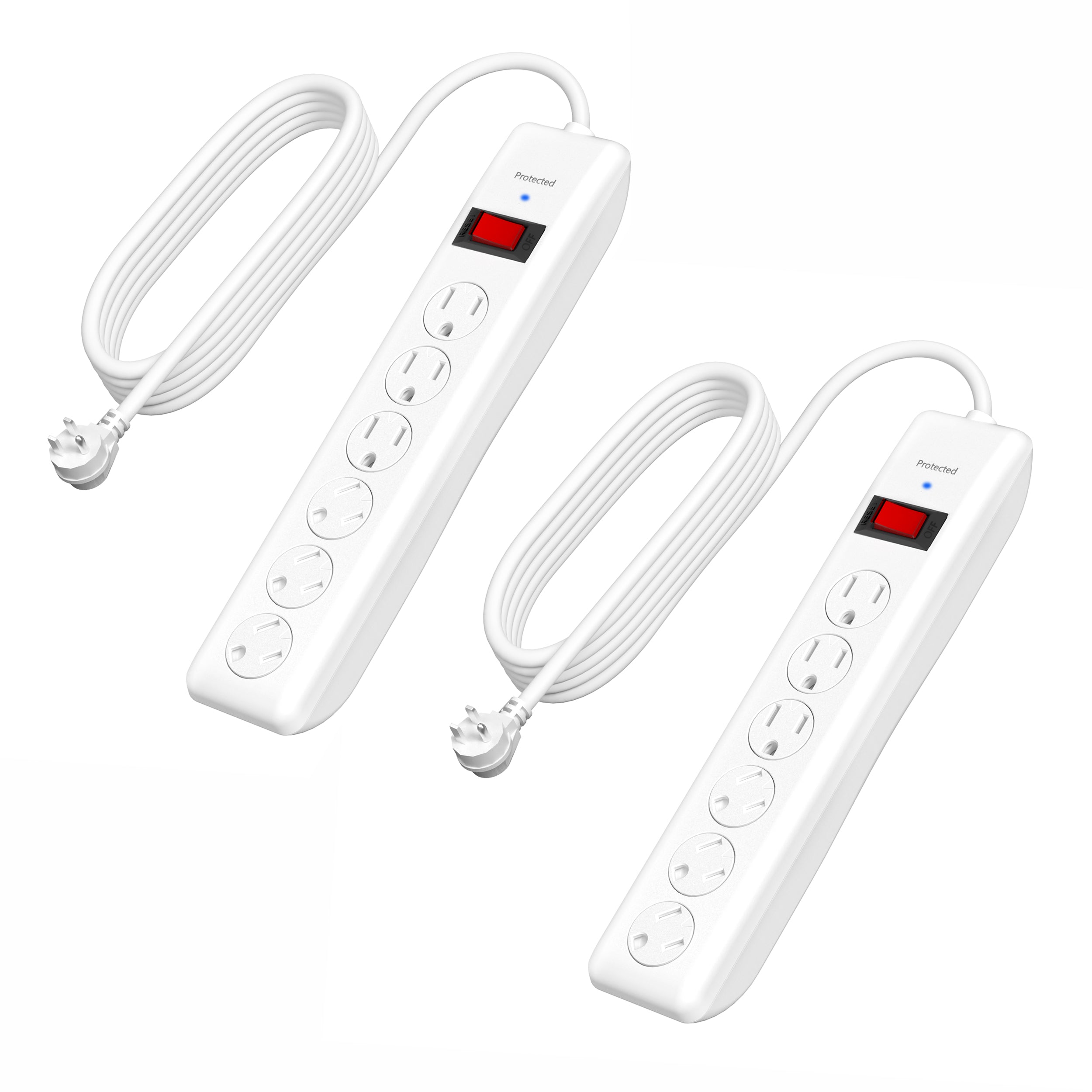 6-Outlet Power Strip Surge Protector 2-Pack with 10-Foot Extension Cord Bn-link