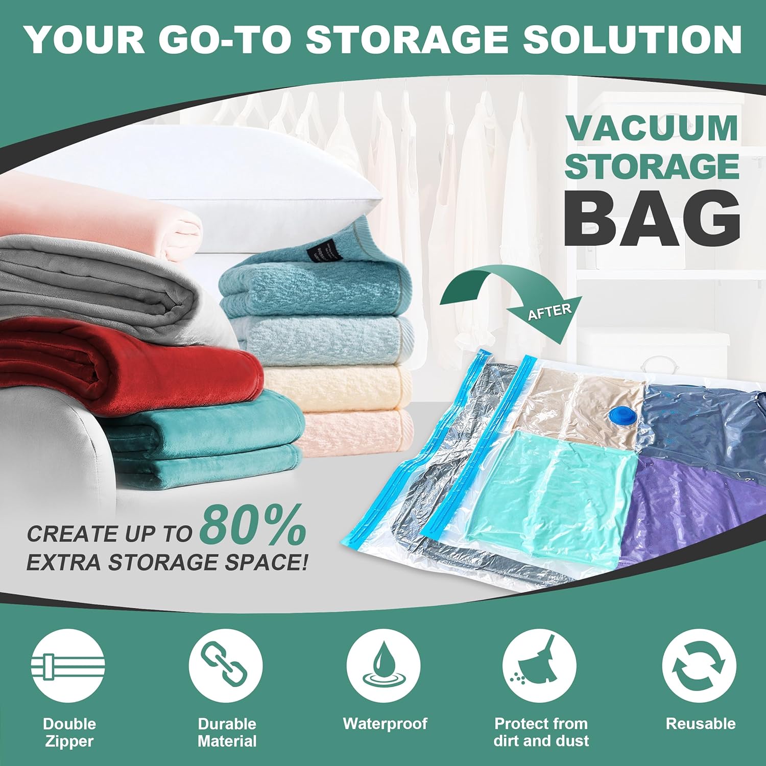 15 Pack Vacuum Storage Bags 16 x 24/ 20 x 28 Inch Bn-link