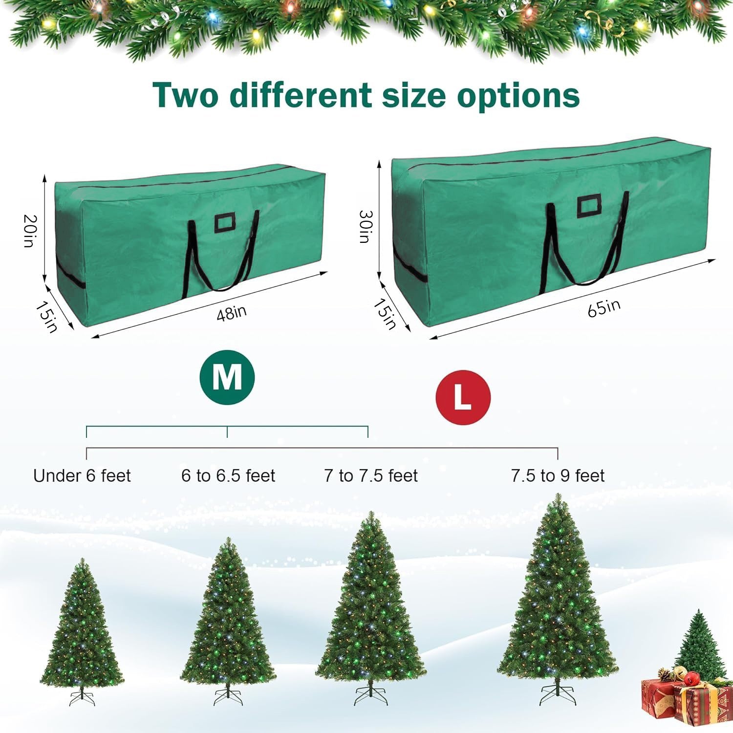 7.5ft Christmas Tree Storage Bag, Heavy-Duty Oxford Christmas Tree Bag With Reinforced Handles Bn-link