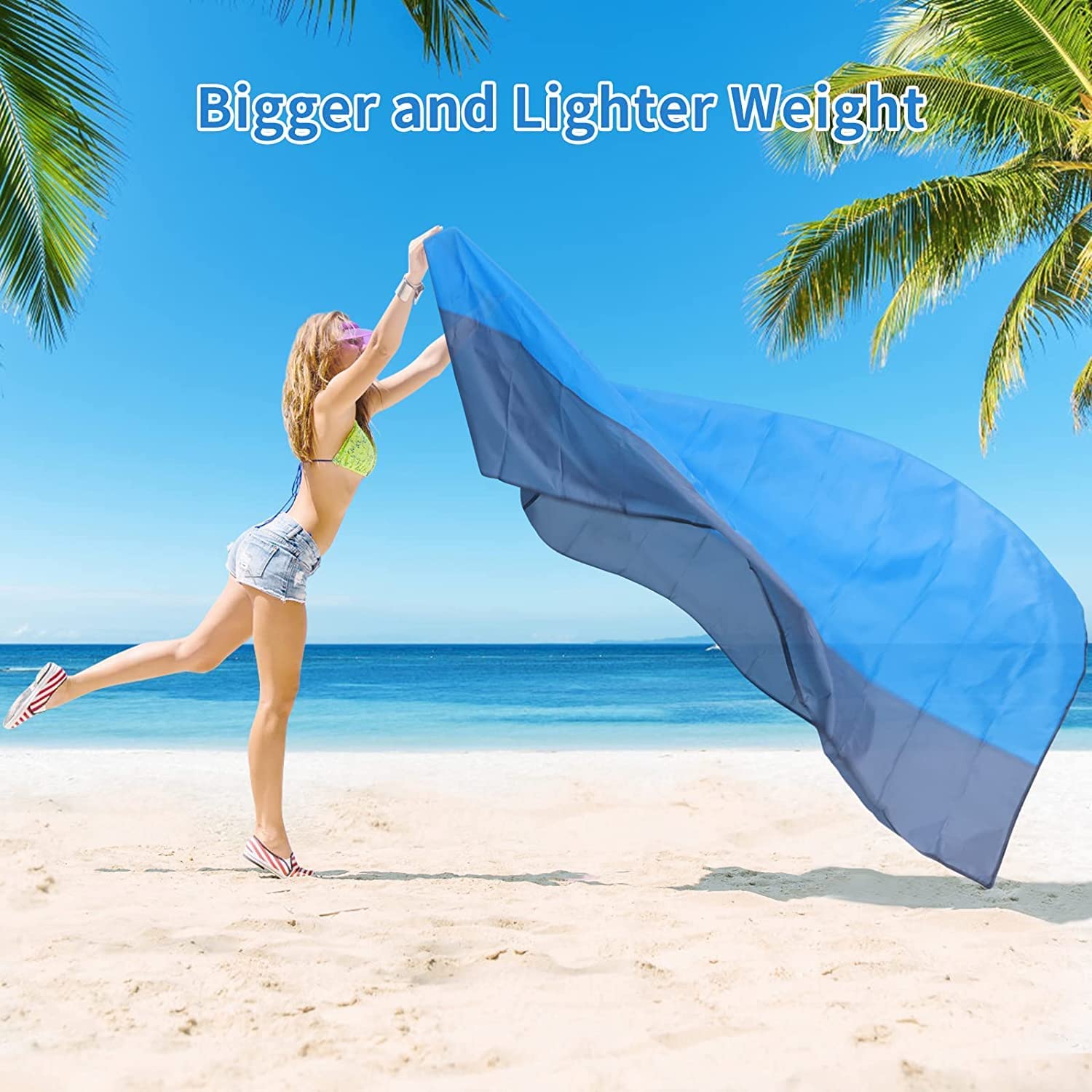 79’’ X 55’’ Oversized Lightweight Waterproof Sandproof Beach Blanket Picnic Mat Bn-link