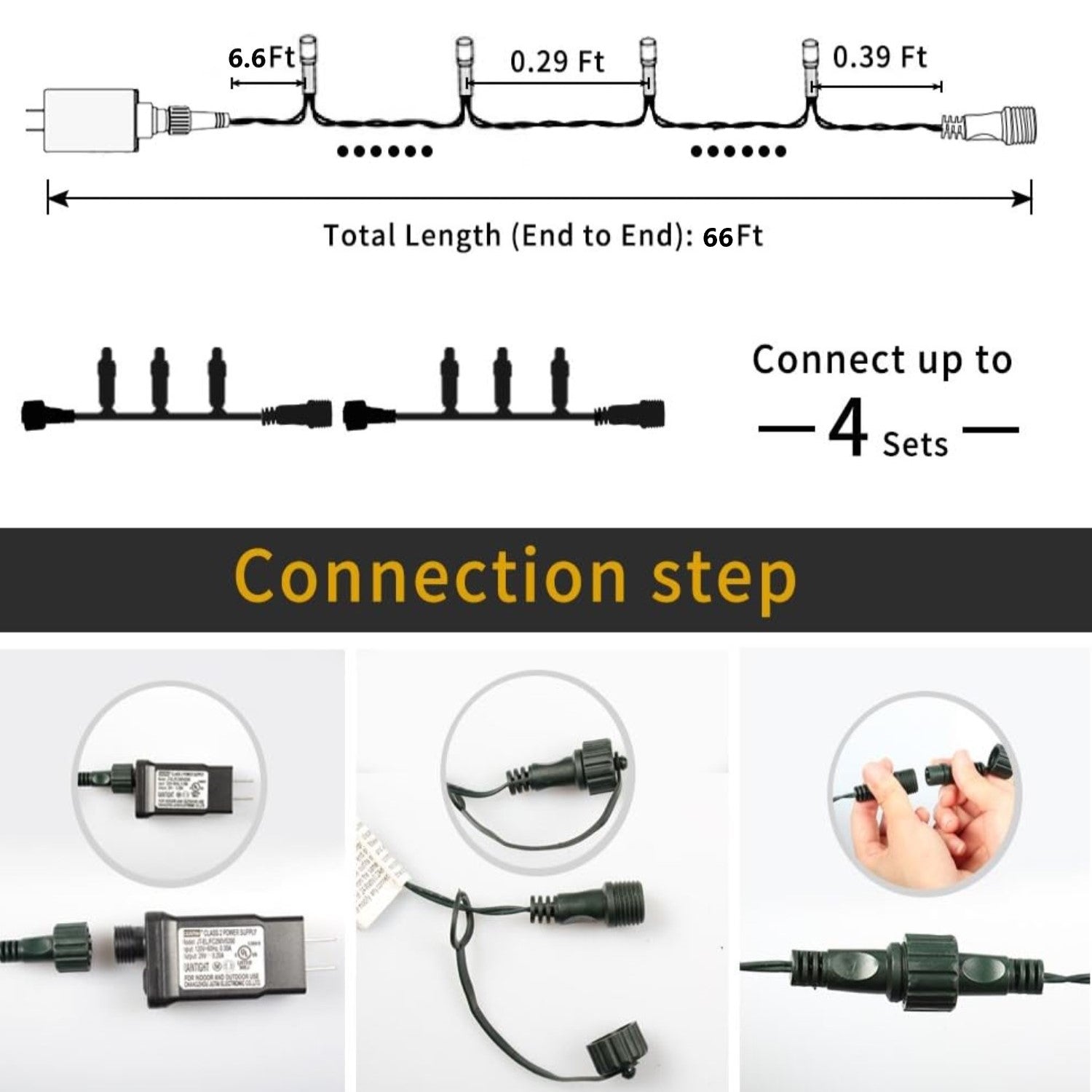 66FT 200 LED Waterproof String Lights, Plug-in Outdoor/Indoor Christmas Tree Lights with 8 Modes Bn-link