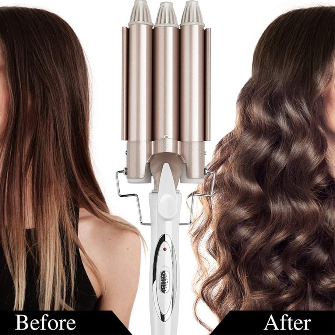 3 Barrel Curling Iron Hair Wand Dual Voltage Ceramic Tourmaline Hair C