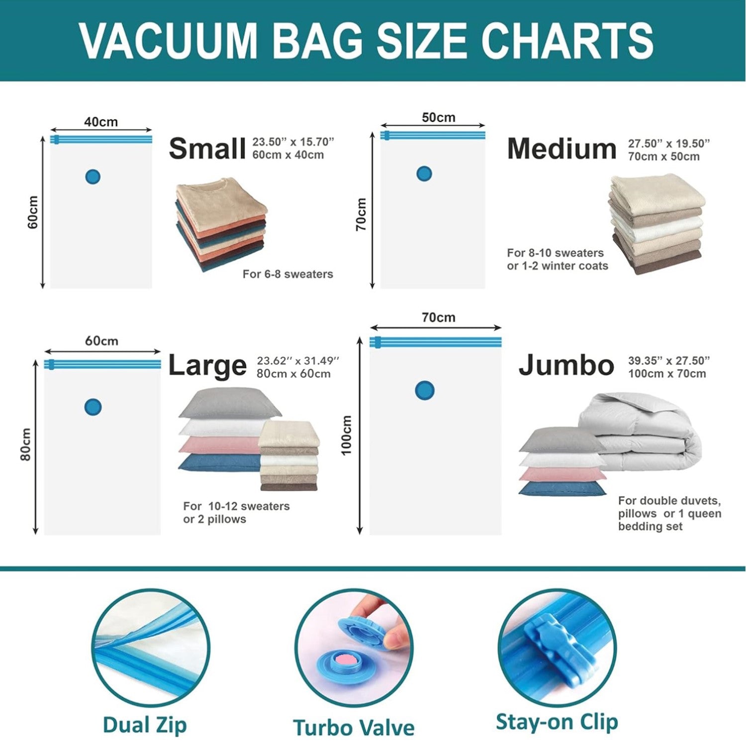 10 Pack Vacuum Storage Bags 24 x 32/ 28 x 40 Inch Bn-link