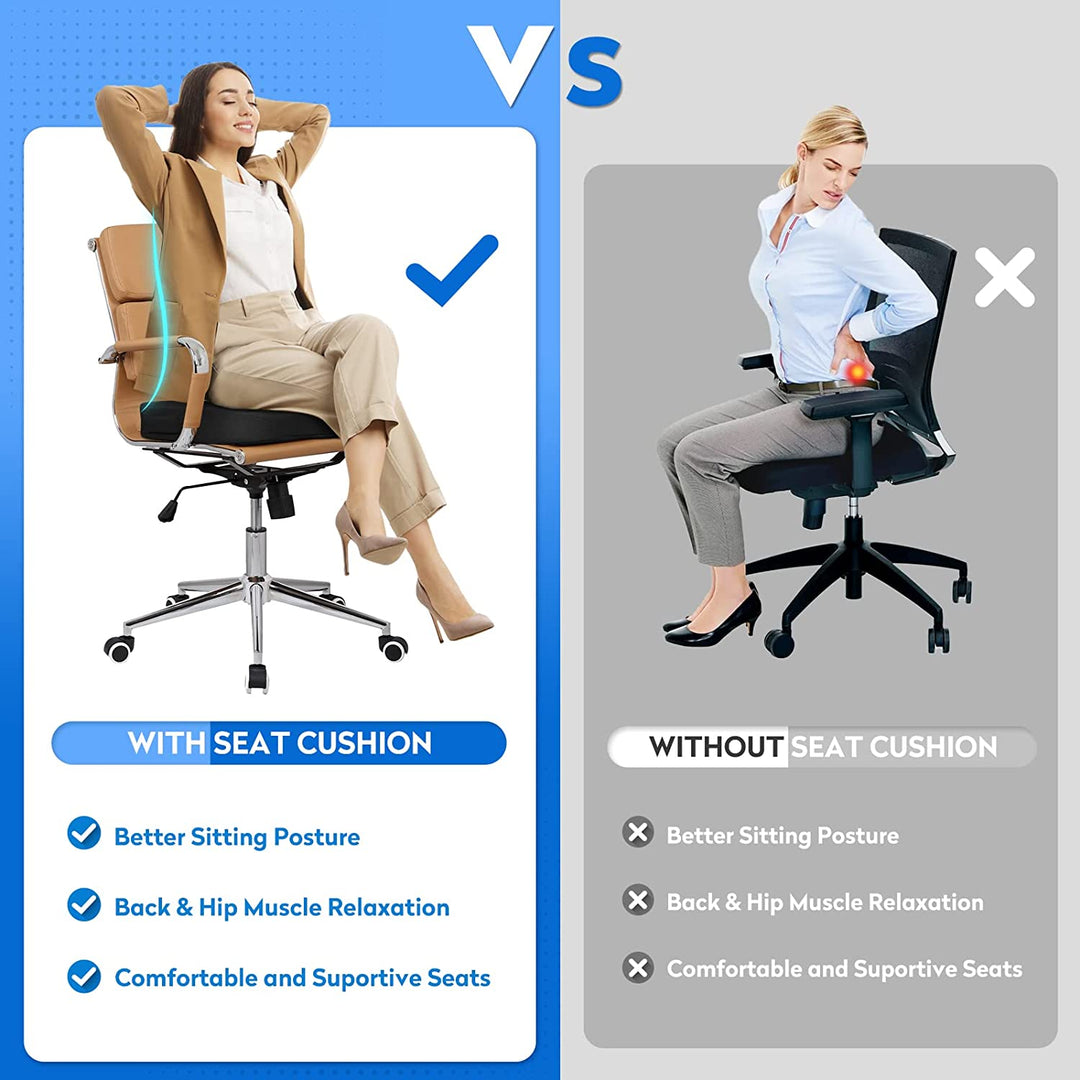 Seat Cushion, Office Chair Cushions Butt Pillow for Long Sitting, Memory  Foam Chair Pad for Back, Coccyx, Tailbone Pain Relief