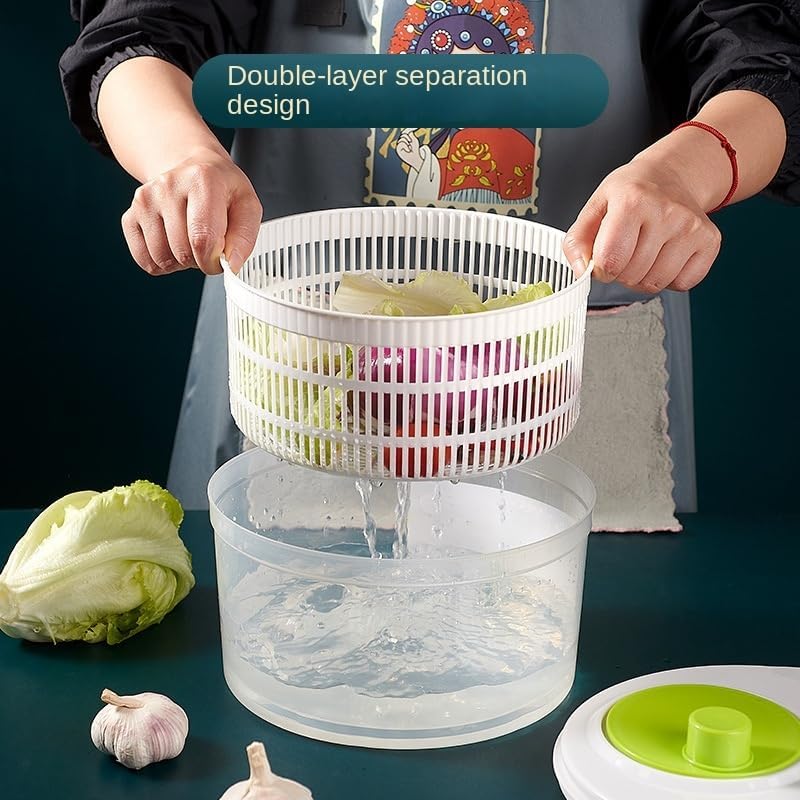 3L Salad Spinner with Drain, Quick and Easy Multi-Use Lettuce Spinner, Vegetable Dryer, Fruit Washer Bn-link