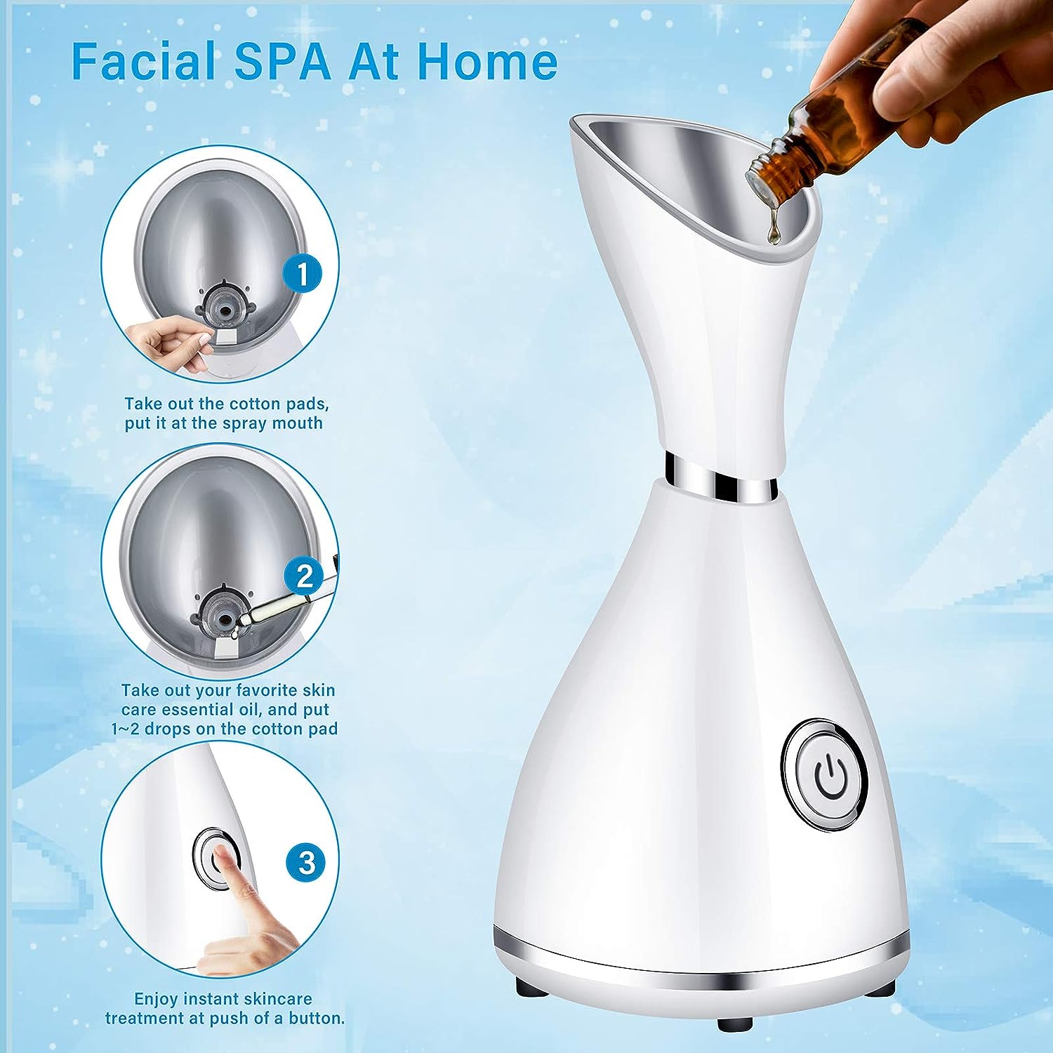 Portable Facial Steamer, Nano Face Steamer Warm Mist Home Skin SPA Steamers Bn-link