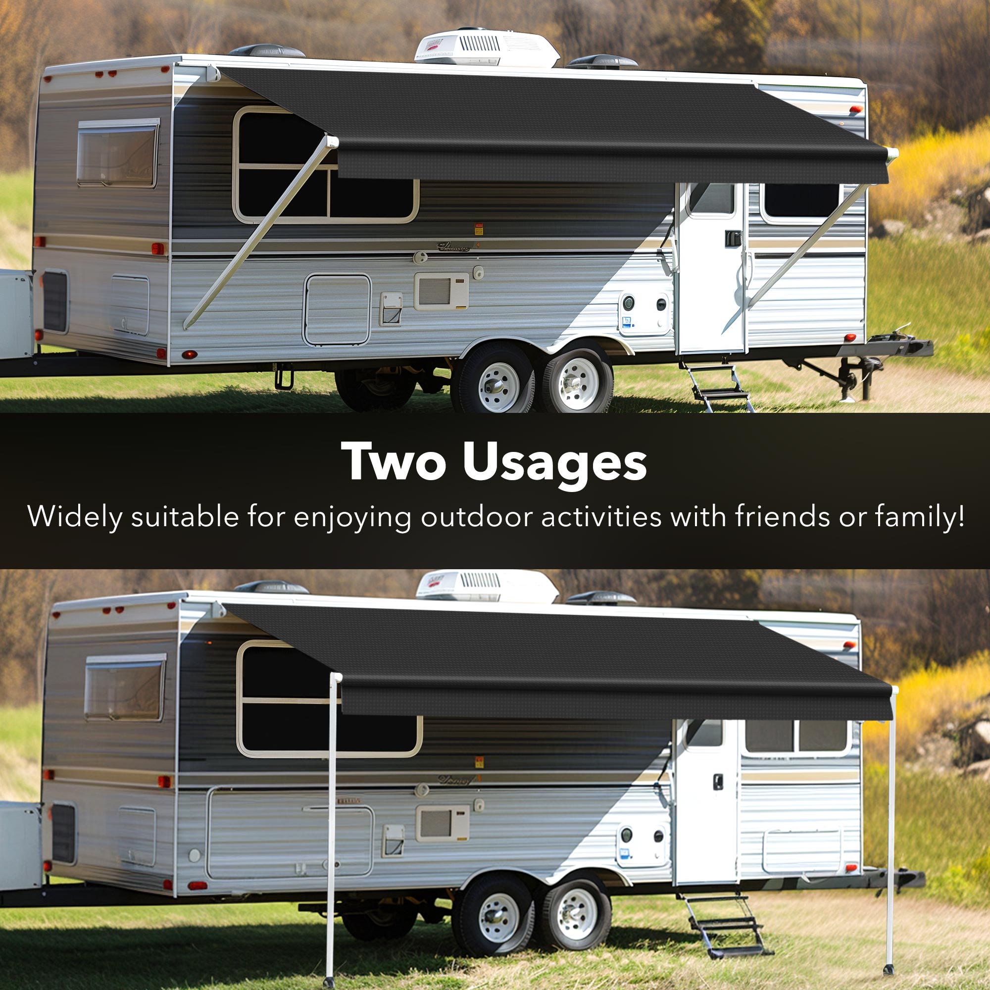 Camper Awning RV Fabric Replacement Heavy-Duty Vinyl Universal Outdoor Canopy for RV, Trailer, and Motorhome Awnings