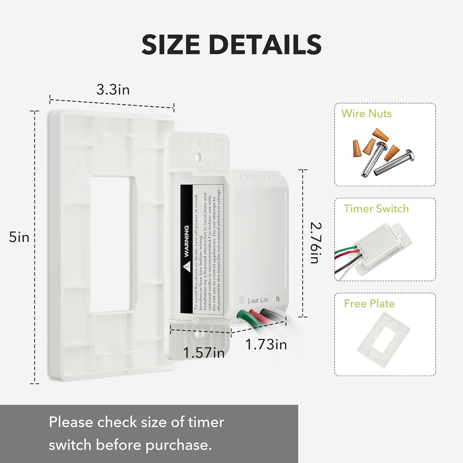 In-Wall Countdown Timer Switch with Push Button 5-10-30-60mins 2-4hours Neutral Wire Required Bn-link