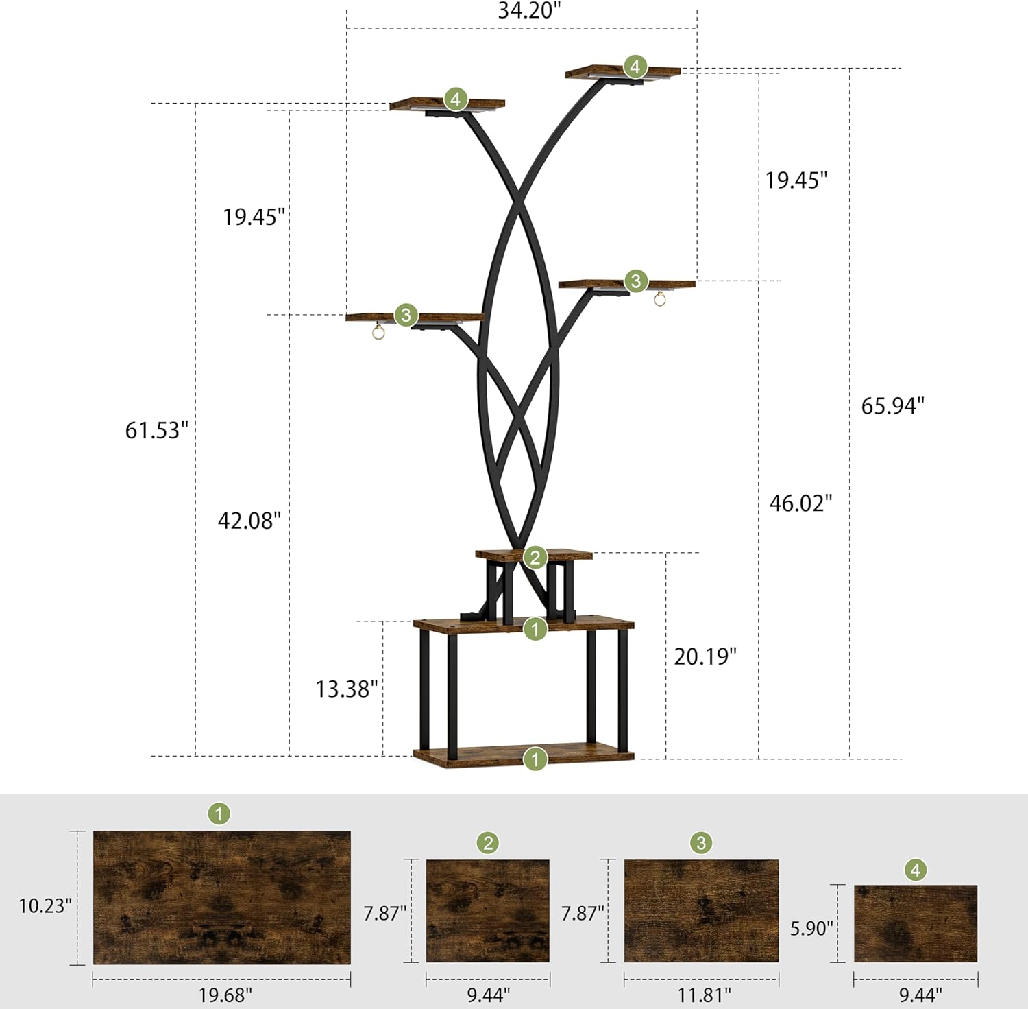 Plant Stand with Adjustable Grow Lights, 7 Tiered Indoor Metal Plant Shelf, 66" Tall Plant Flower Holder Bn-link