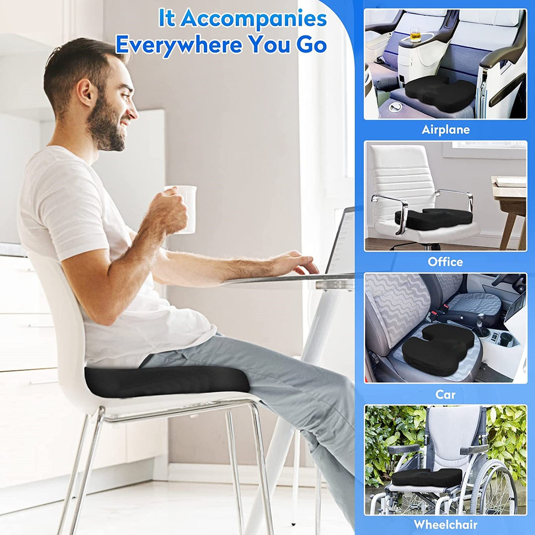 Newsty Pressure Relief Seat Cushion for Long Sitting Hours on Office, Home  Chair, Car Memory Foam Office Chair Cushion for Back, Coccyx, Tailbone Pain