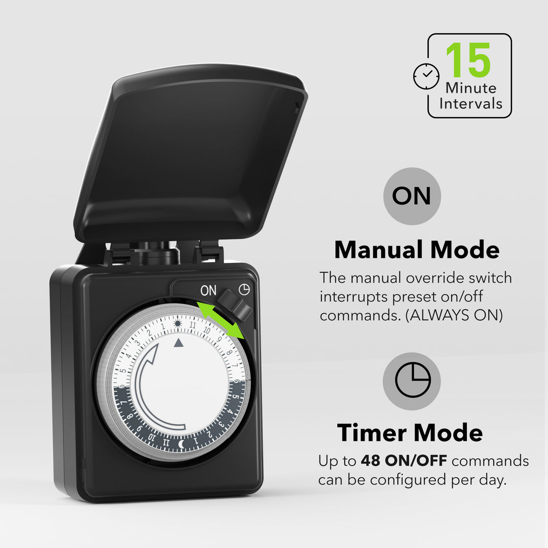 BN-LINK Indoor 24-Hour Mechanical Outlet Timer 3 Prong 2-Pack