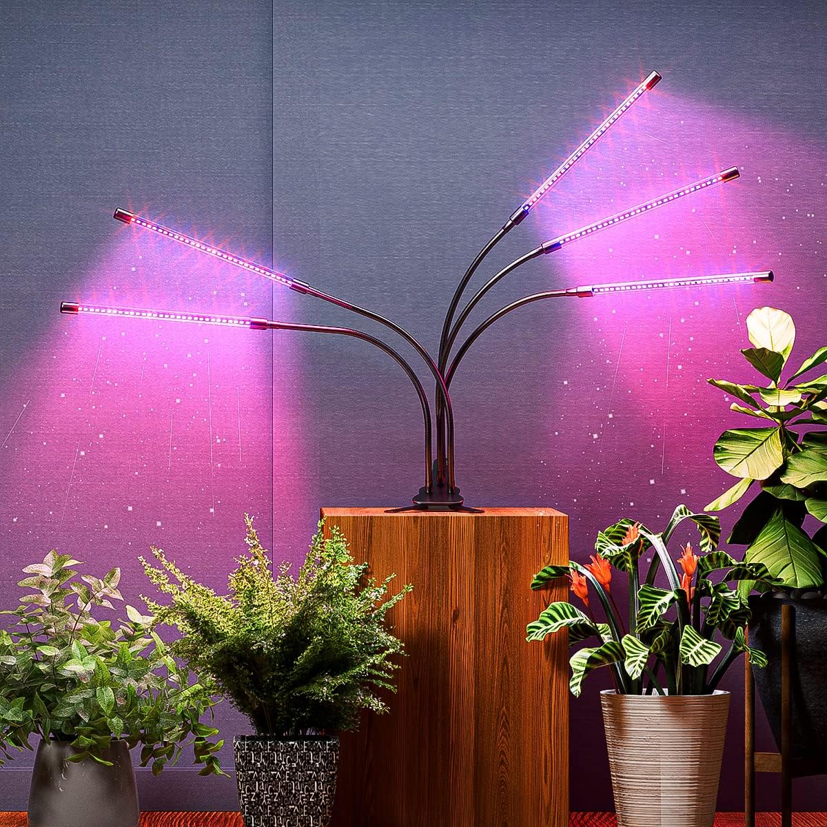 LED Grow Lights for Indoor Plants, Grow Light Full Spectrum Auto ON/Off with 3/9/12H Timer, 9 Dimmable Brightness Clip On Plant Grow Light Bn-link