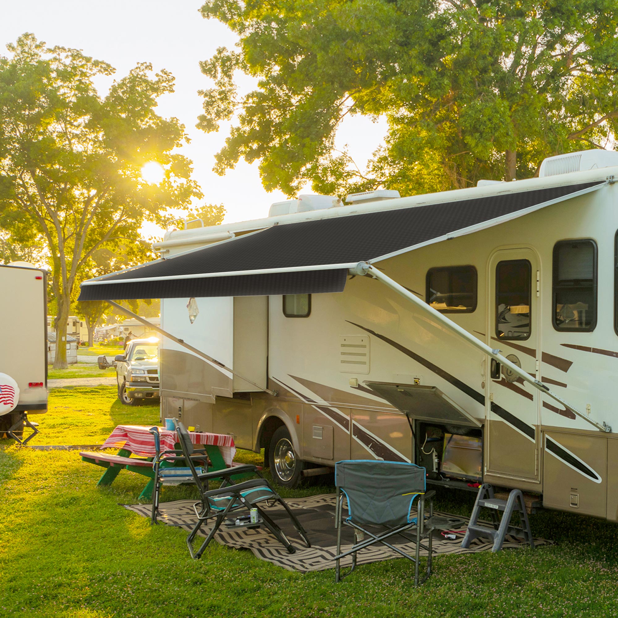 Camper Awning RV Fabric Replacement Heavy-Duty Vinyl Universal Outdoor Canopy for RV, Trailer, and Motorhome Awnings