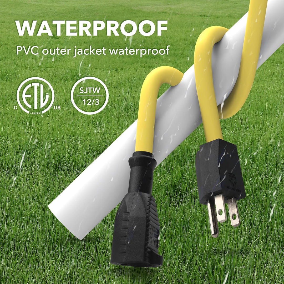 6ft Waterproof Outdoor Extension Cord 12/3 SJTW Heavy Duty Power Yello -  BN-LINK