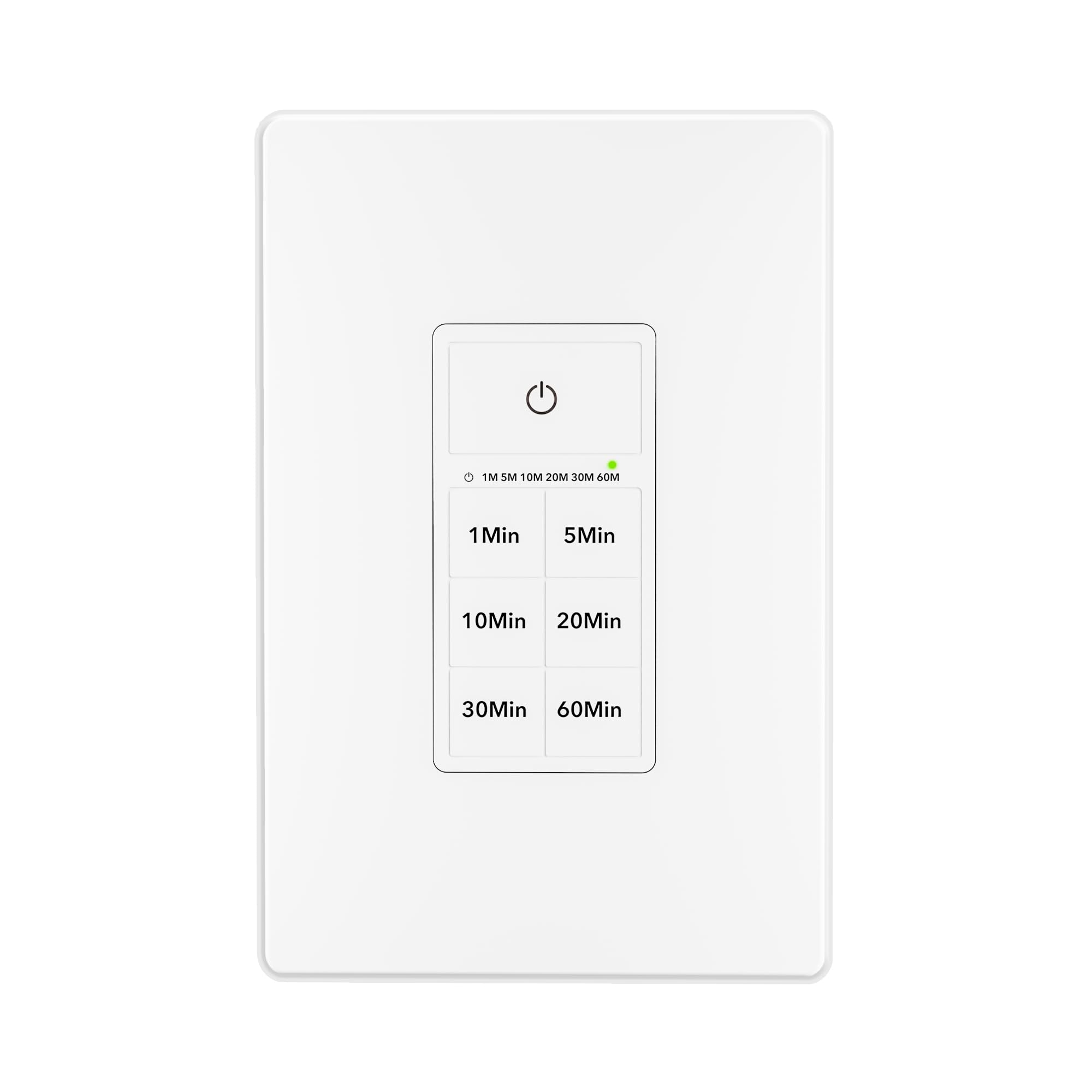 In-Wall Countdown Timer Switch with Push Button 1-5-10-20-30-60mins Neutral Wire Required Bn-link