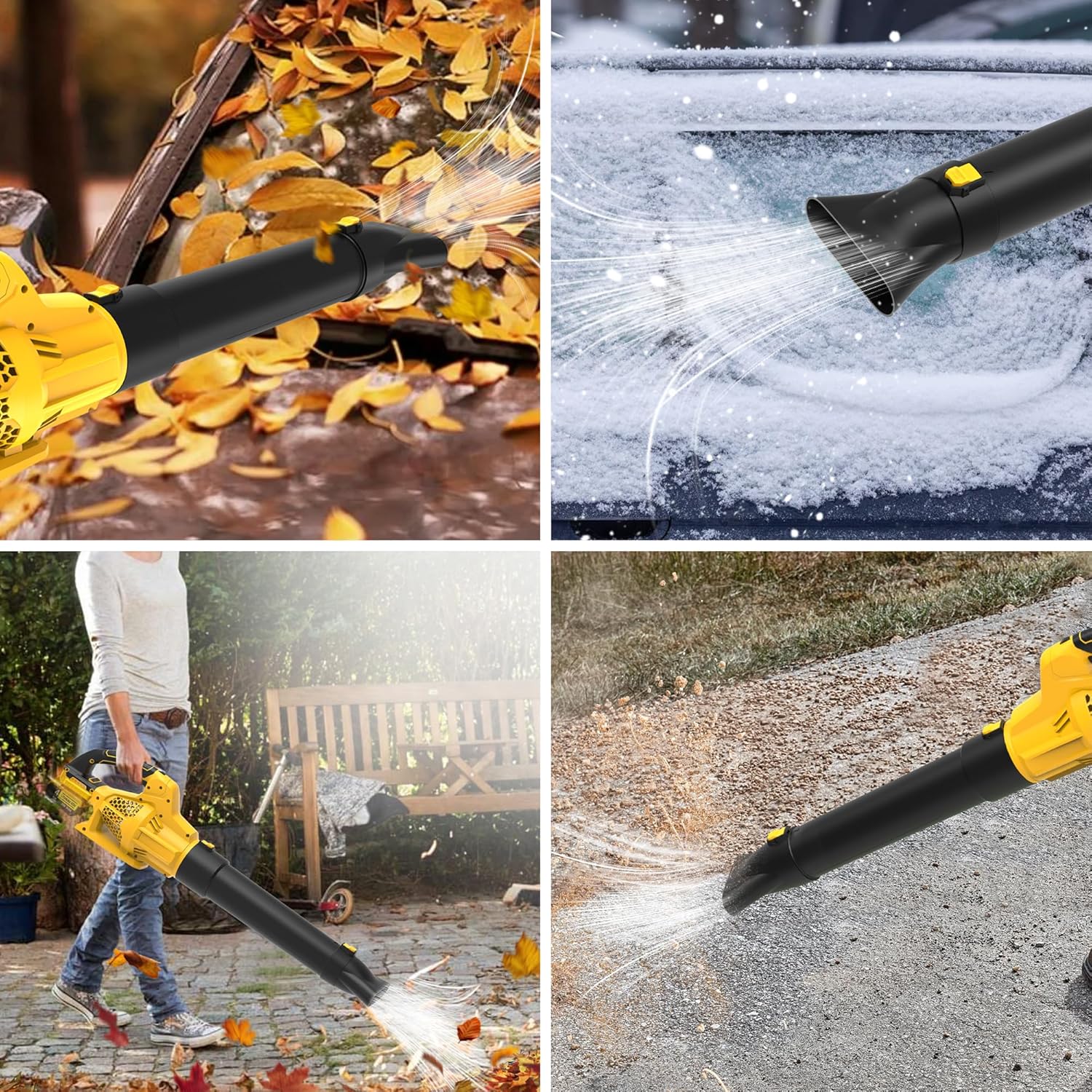 Cordless Leaf Blower, 20V Electric Leaf Blower with 6 Speed Settings, 2 x 1.5Ah High Capacity Battery Powered Bn-link