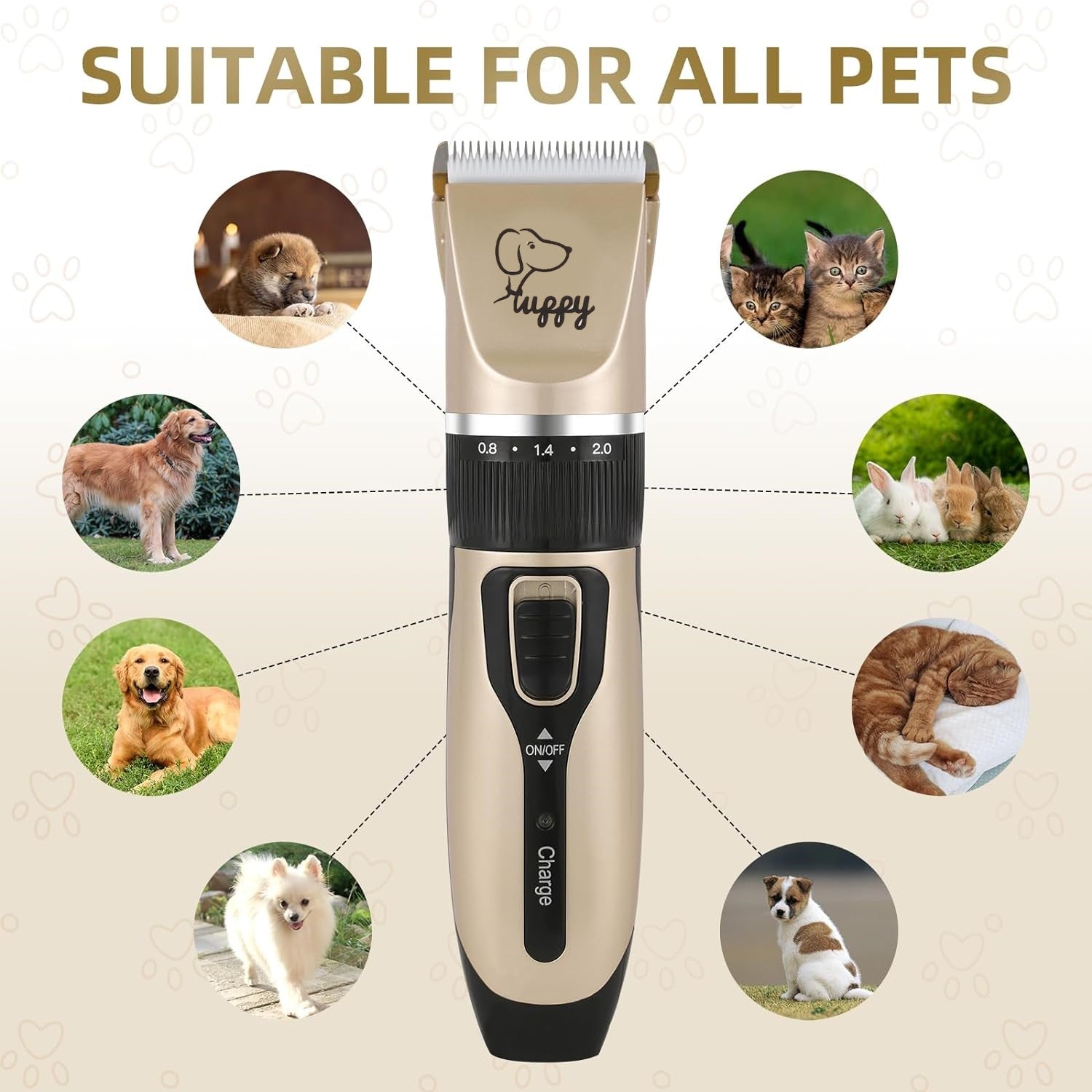 Rechargeable Electric Dog Grooming Kit Clippers Low Noise Pet Clippers Trimmers Set BN LINK