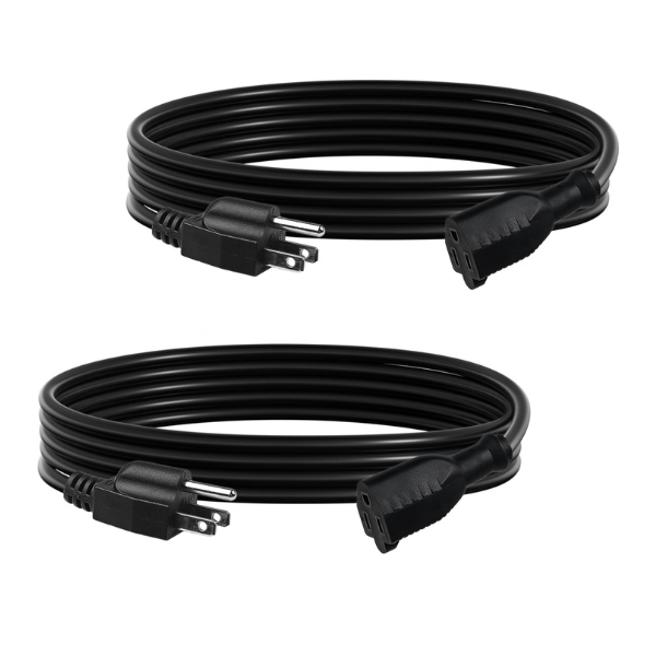 2 Pack 10 ft Indoor Outdoor Extension Cord 16/3 SJTW, Black, 3-Prong, Weather Resistant, Flame Retardant Bn-link