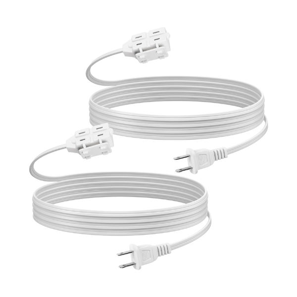 2 Pack 6 ft 3 Outlet Indoor Extension Cord 16/2 SPT-2, 2 Pack White, 2 Prong Polarized Plug Bn-link