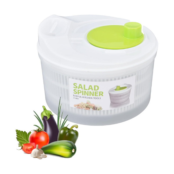 3L Salad Spinner with Drain, Quick and Easy Multi-Use Lettuce Spinner, Vegetable Dryer, Fruit Washer Bn-link