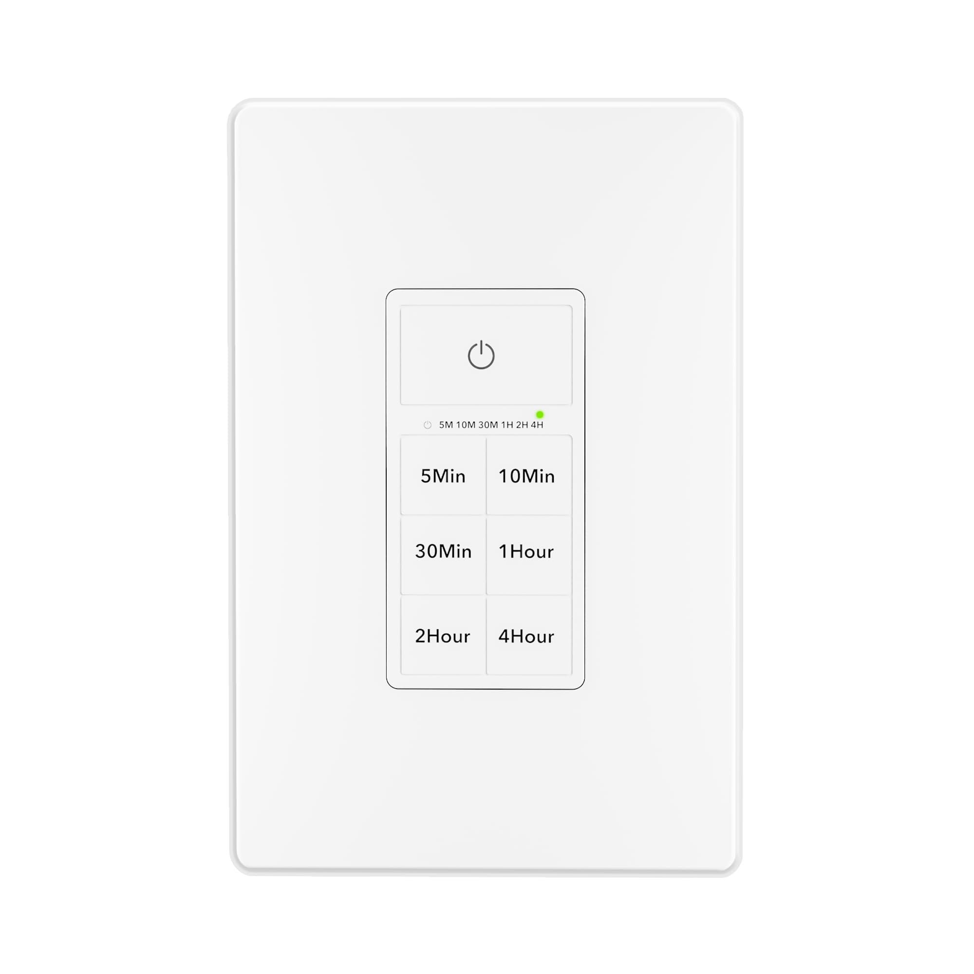 In-Wall Countdown Timer Switch with Push Button 5-10-30-60mins 2-4hours Neutral Wire Required Bn-link