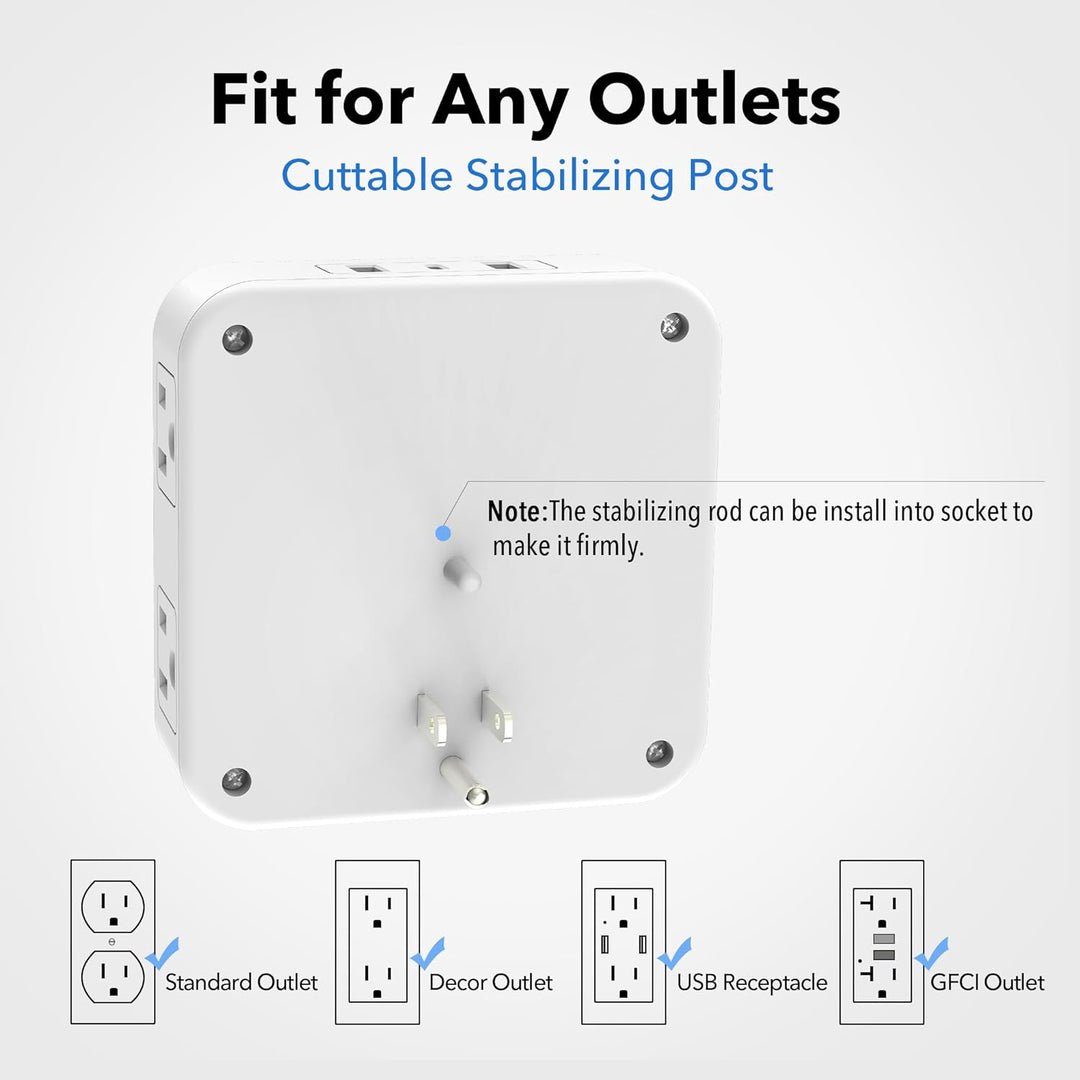BN-LINK Wi-Fi Power Strip with Surge Protector 3 Smart Outlet 3 USB 6FT  Cord 810079581023