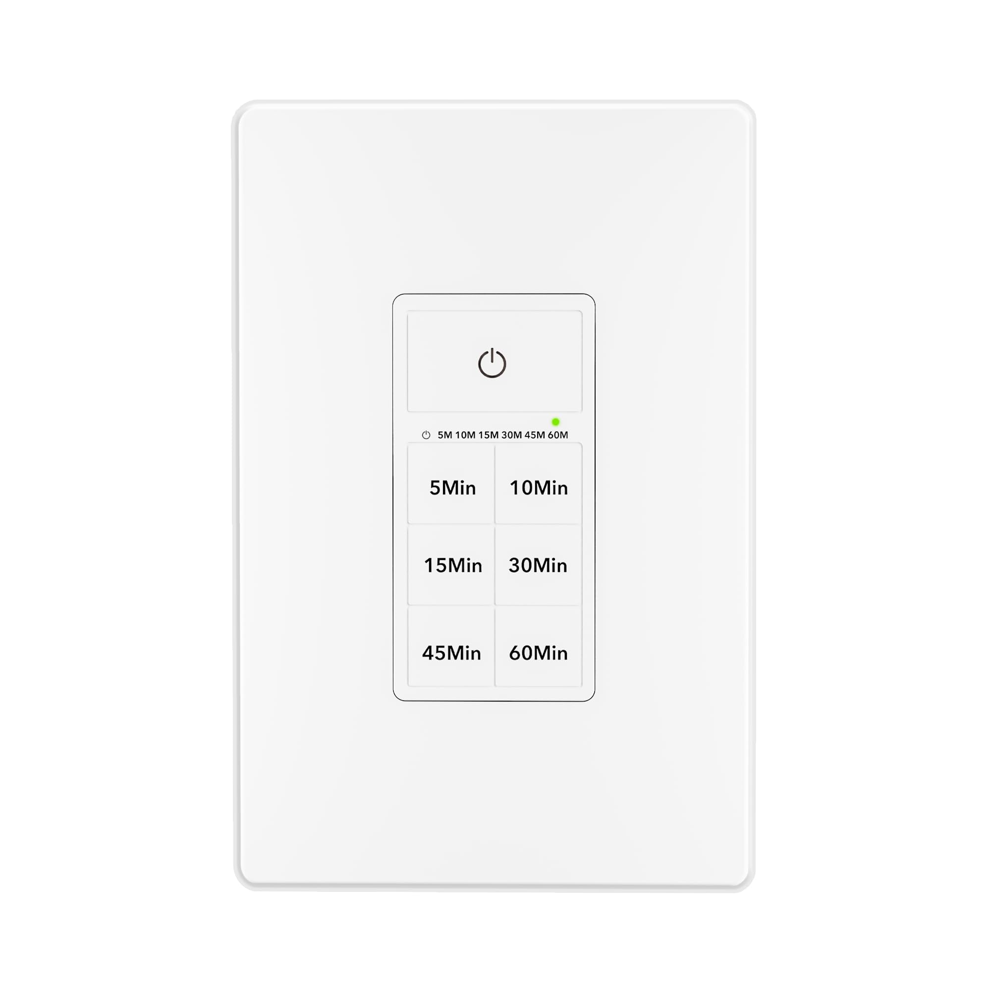 In-Wall Countdown Timer Switch with Push Button 5-10-15-30-45-60mins Neutral Wire Required Bn-link