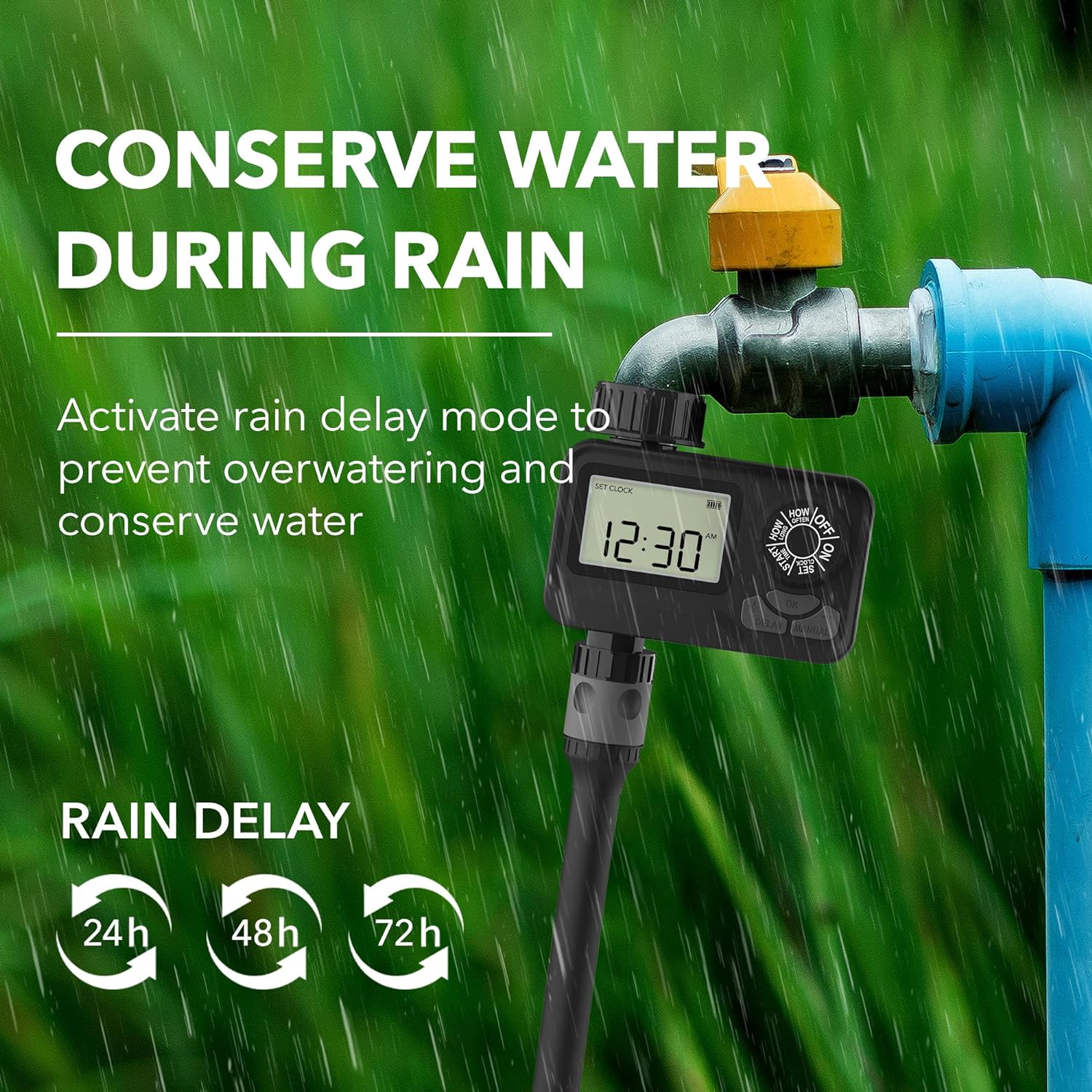 Digital Programmable Waterproof  Sprinkler Timer with Rain Delay Manual & Automatic Irrigation System Bn-link