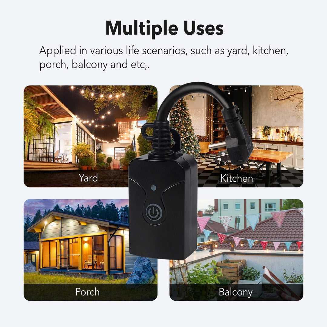 BN-LINK Heavy Duty Dual Outlet Outdoor Smart WiFi Plug Timer Outlet Switch,  Compatible with Alexa and Google Assistant 2.4 GHz Network only