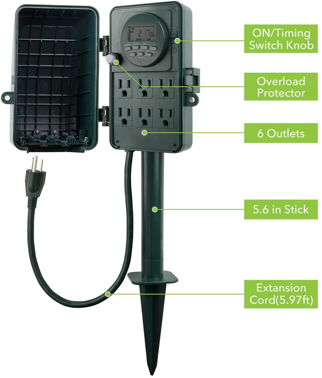 DEWENWILS Digital Outdoor Timer Waterproof Plug in Light Timer