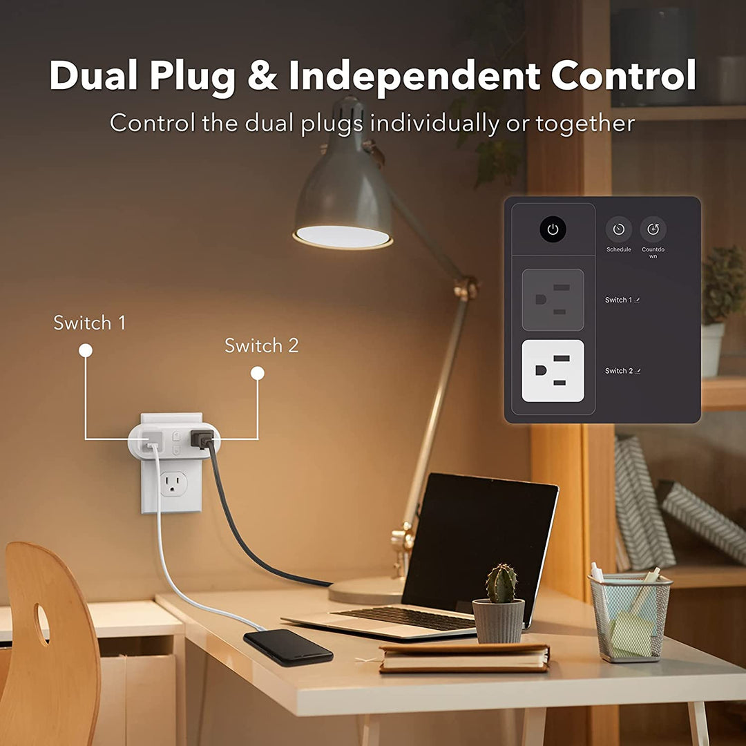 Smart Plug 15A WiFi&Bluetooth Outlet Extender Dual Socket Plugs Compat -  BN-LINK