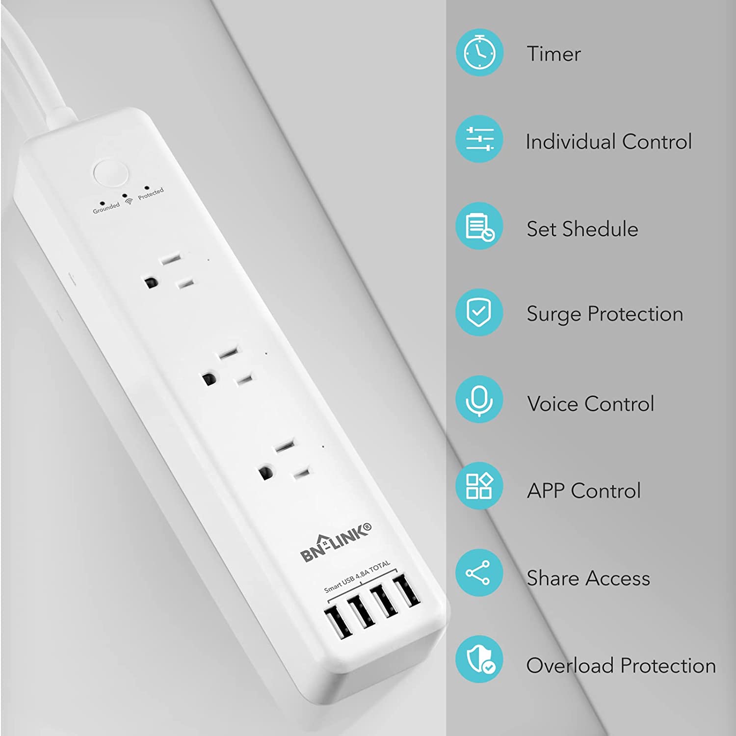 Smart Wifi Power Strip Compatible with Alexa Google Home Surge