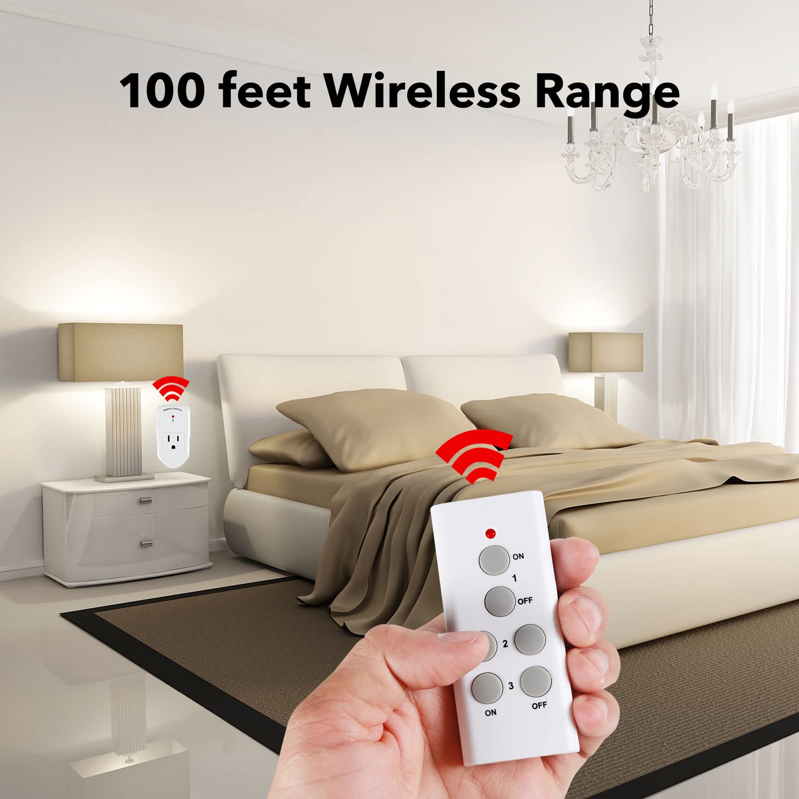 Wireless Remote Control Outlet (Learning Code, 3Rx-1Tx) 1200W/10A BN-L