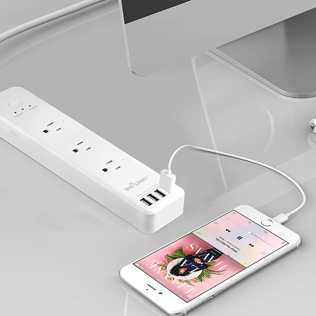 Wyze Surge Protector, 3 USB Ports, 3-Outlets, 15A Overload Protection, 4ft Power Cord, Work from Home, UL and FCC Certified, White