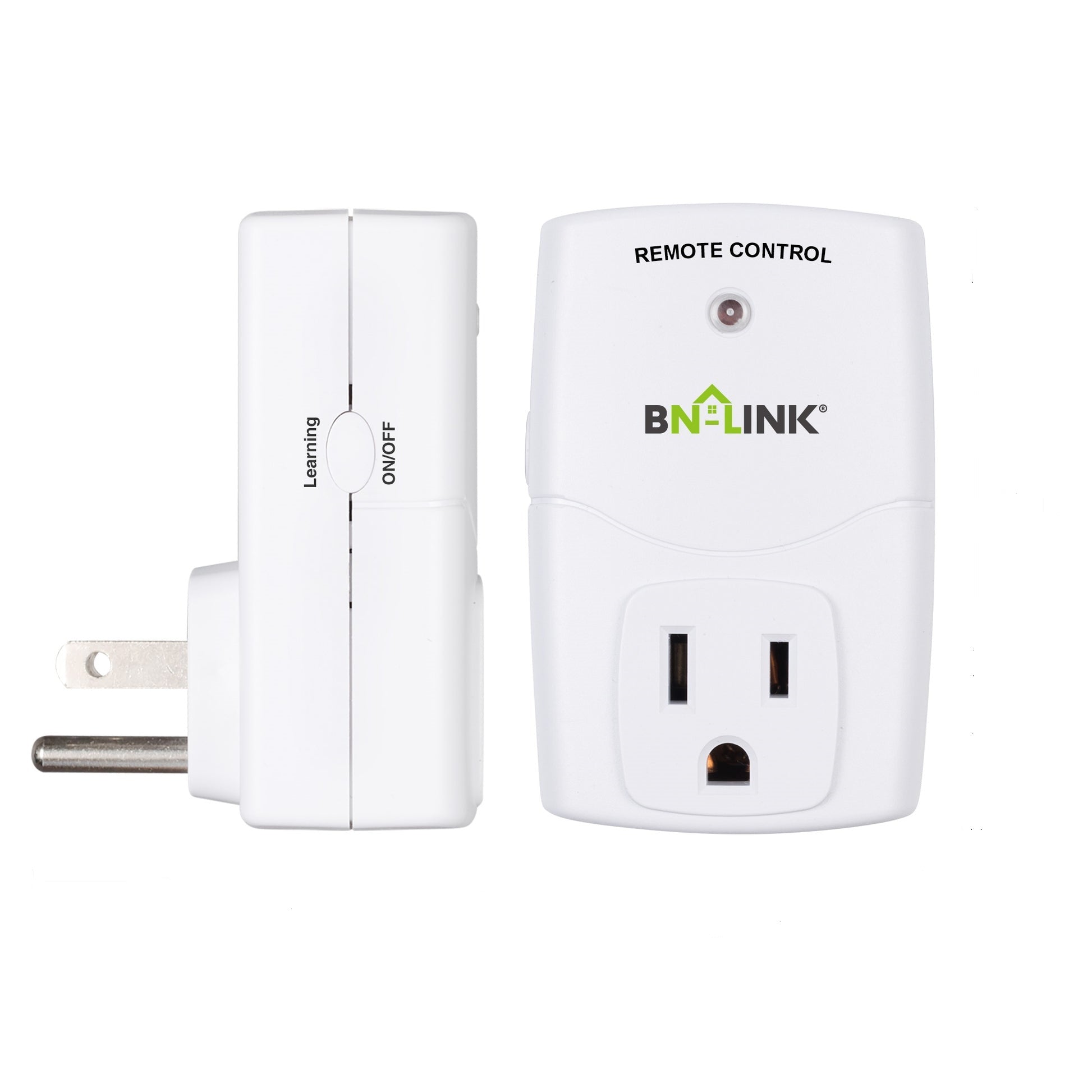 BN-LINK Wireless Remote Control Electrical Outlet Switch for Lights, Fans,  Christmas Lights, Small Appliance, Long Range White (Learning Code,  5Rx-2Tx) 1200W/10A 
